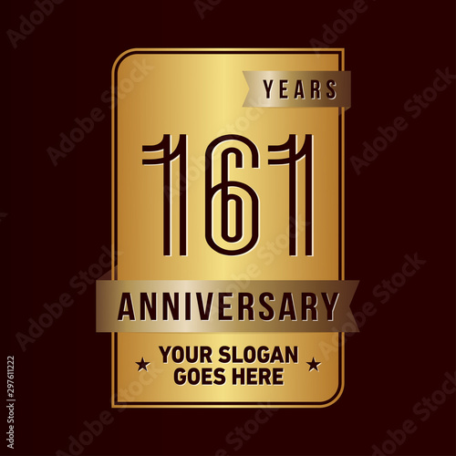 161 years anniversary design template. One hundred and sixty-one years celebration logo. Vector and illustration.