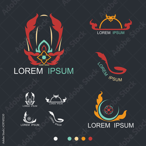 Thai Restaurant Logo Set - Vector