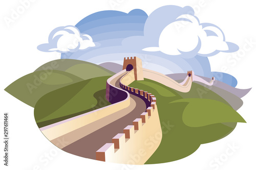 The great Wall of China. China politics illustration concept.