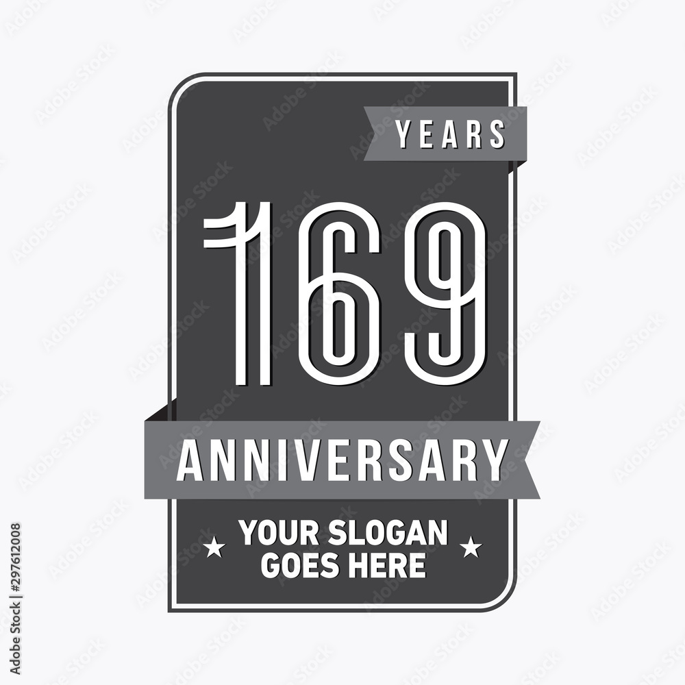 169 years anniversary design template. One hundred and sixty-nine years celebration logo. Vector and illustration. 169 years anniversary design template. One hundred and sixty-nine years celebration logo. Vector and illustration.