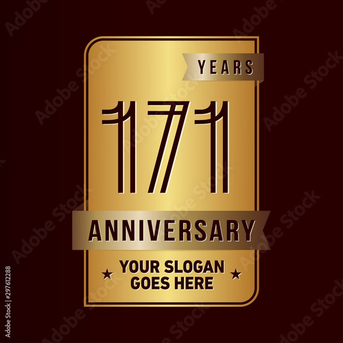 171 years anniversary design template. One hundred and seventy-one years celebration logo. Vector and illustration.
