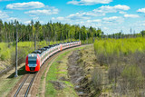 Passenger train approaches to Fryazevo railway station.