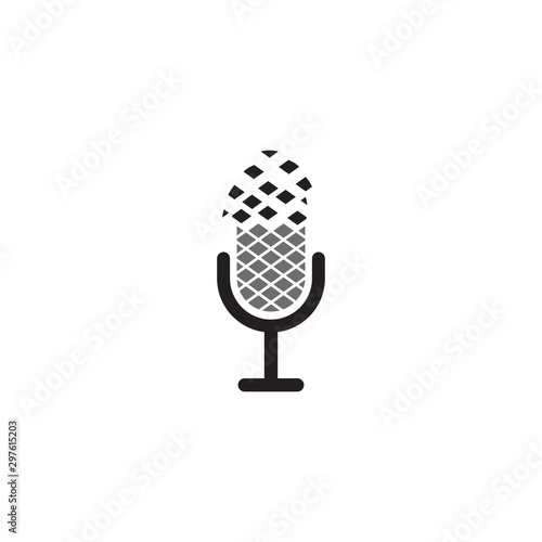 Mic logo icon design vector illustration template