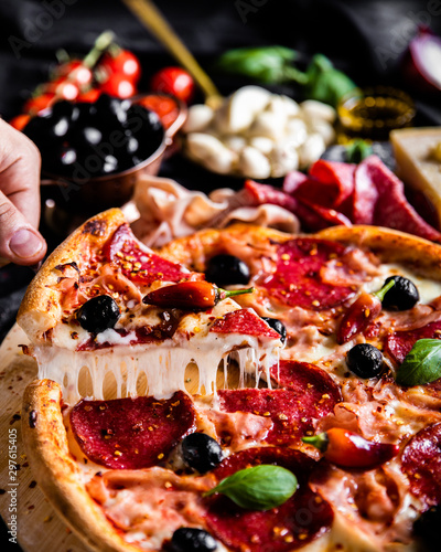 Italian pizza with ingredients