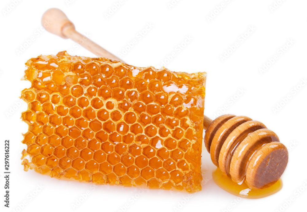 Honeycomb with honey on white background Honeycomb with honey on white background
