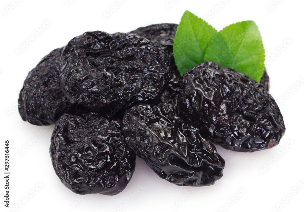 Prunes on white background Prunes on white background