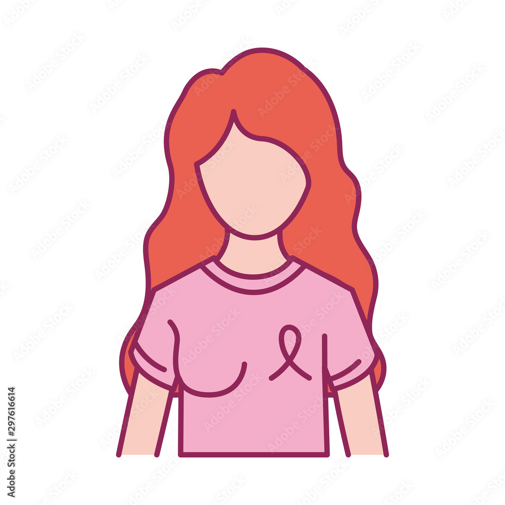 breast cancer woman with campaign shirt breast cancer woman with campaign shirt