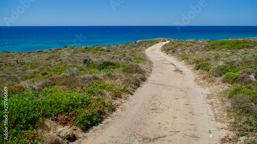 Aegean sea coast and sandy coves and paths