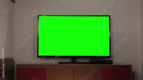 Travelling into TV green screen Living room 2