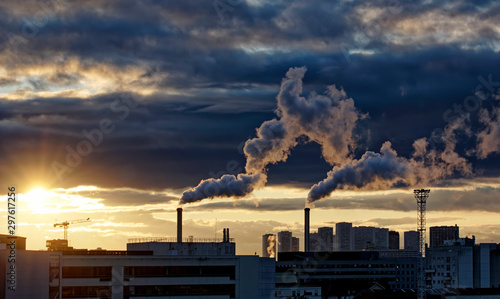 Photos Incinerator chimneys in eastern suburb of Paris