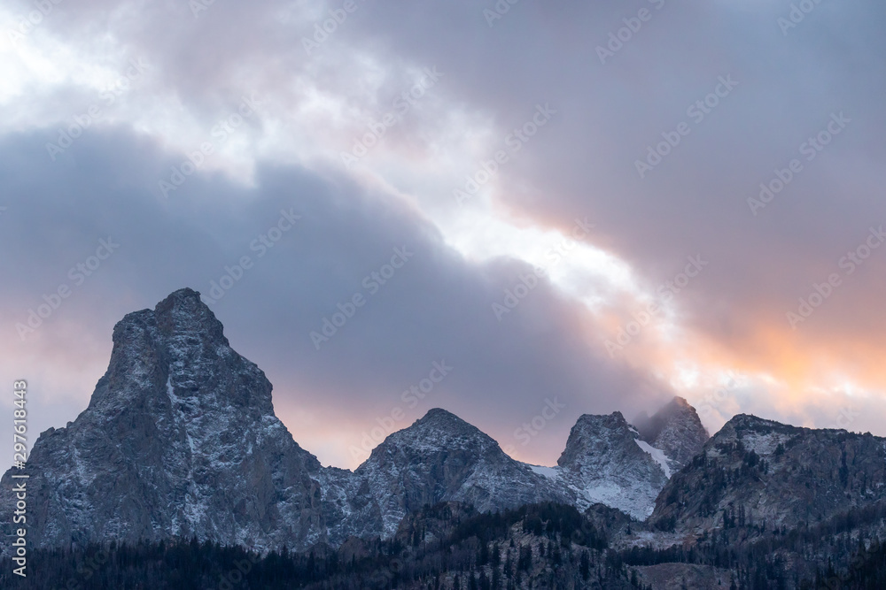 Sunset in the Tetons of Wyoming in Autumn