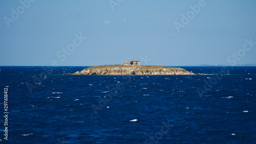 Old ruin structure on island in Aegean sea