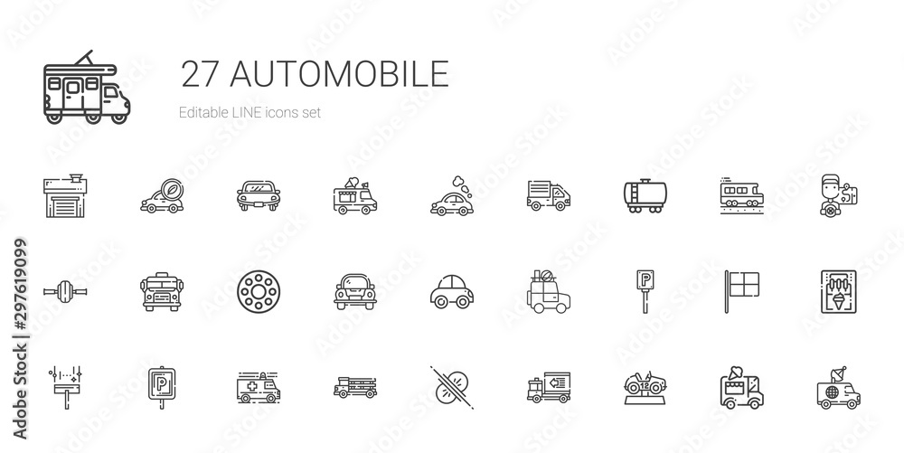 automobile icons set automobile icons set