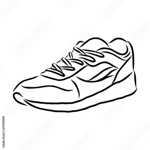 Canvas-taulu shoes isolated on white background, snicker sketch