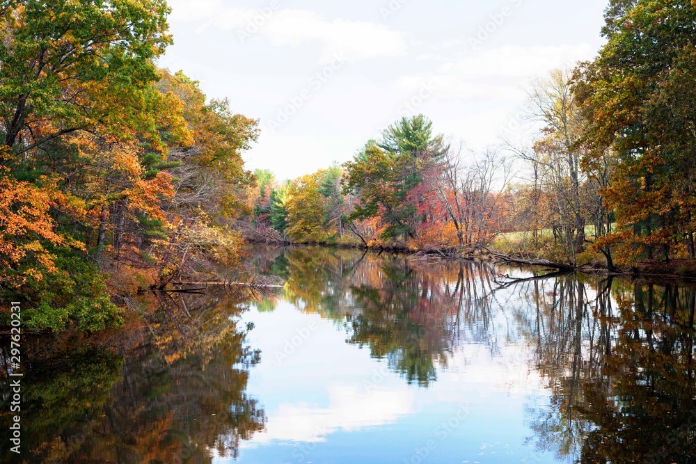 Autumn Foliage Over a New England River