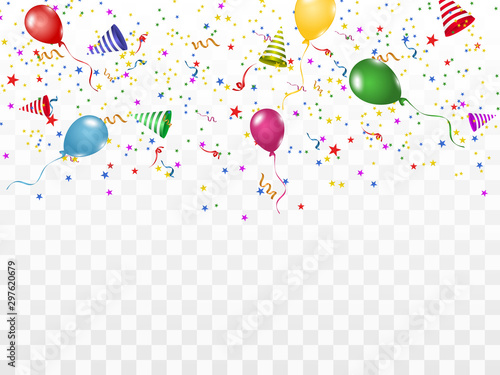 Colorful confetti and balls isolated. Festive background vector. Happy Birthday. Holiday.