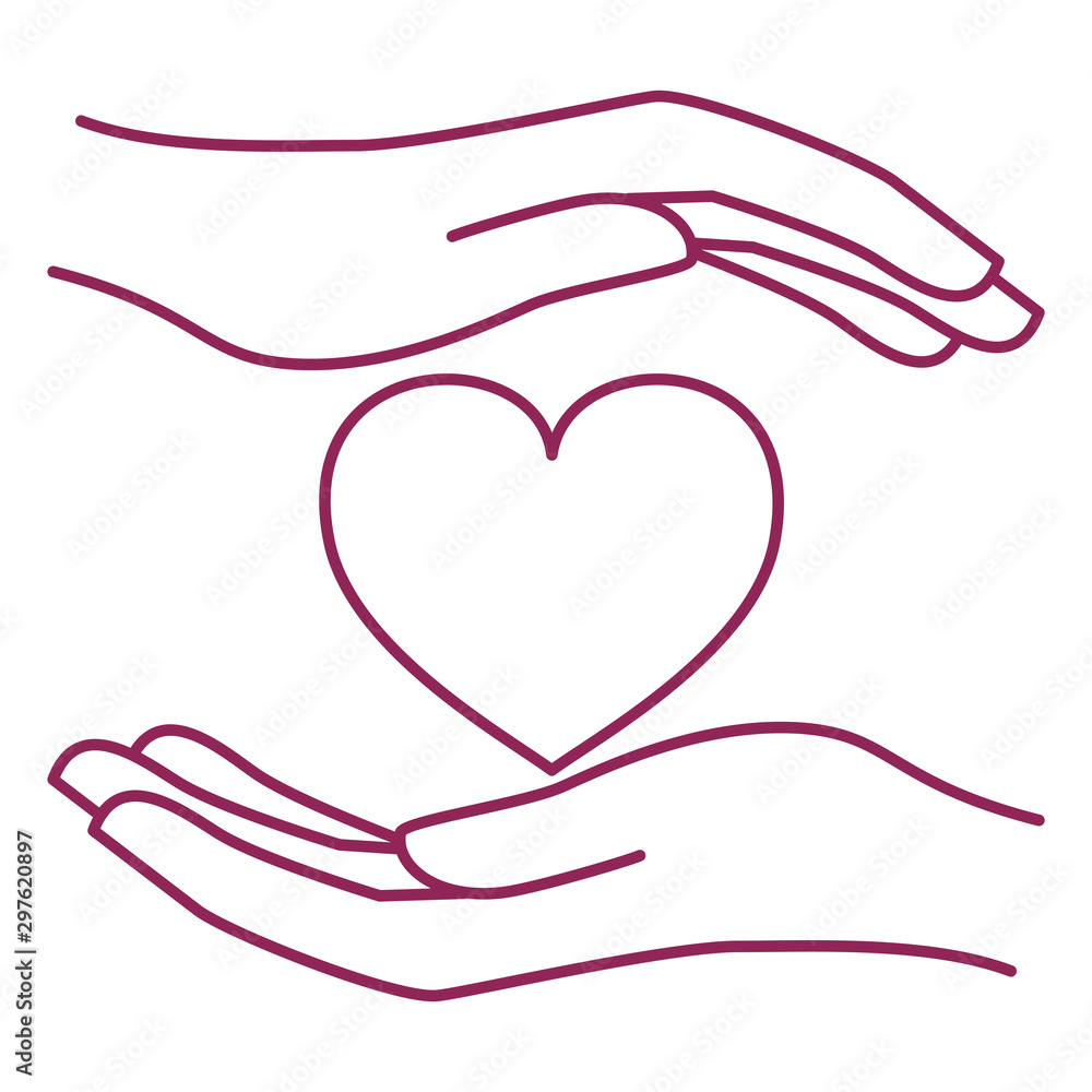 hands with heart breast cancer charity icon hands with heart breast cancer charity icon
