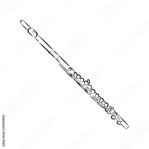 Fotografiet flute isolated on white background