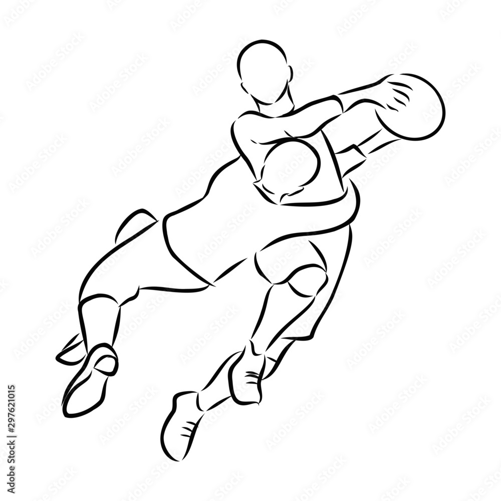 illustration of rugby players sketch 