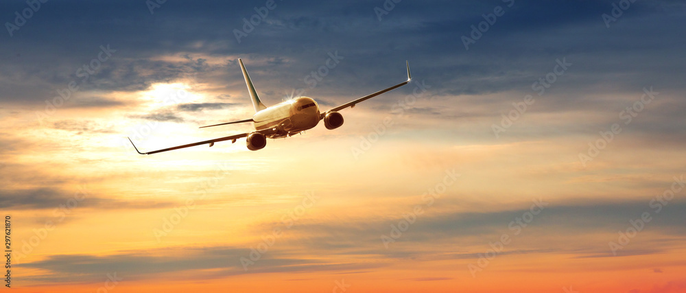 Fototapeta premium Komercyjny samolot na niebie