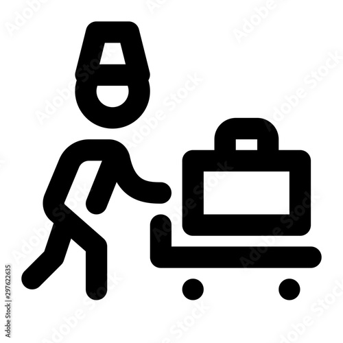 Bellhop Line Icon Vector