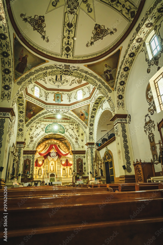 Inside a church in Ocoltan, Oaxaca, Mexico