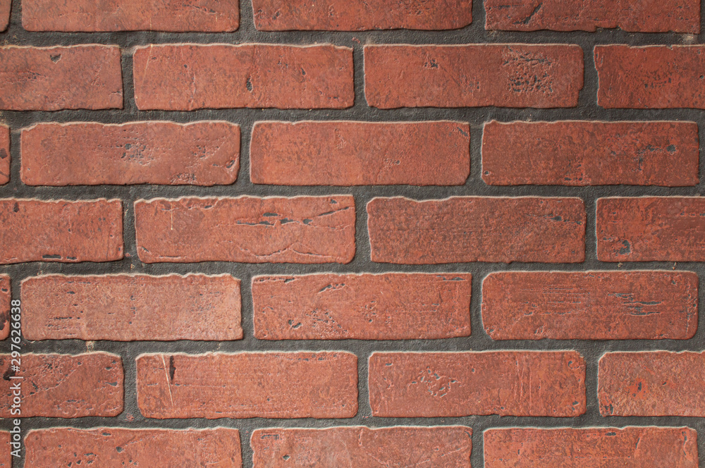 Modern neat brick red wall. Modern neat brick red wall.