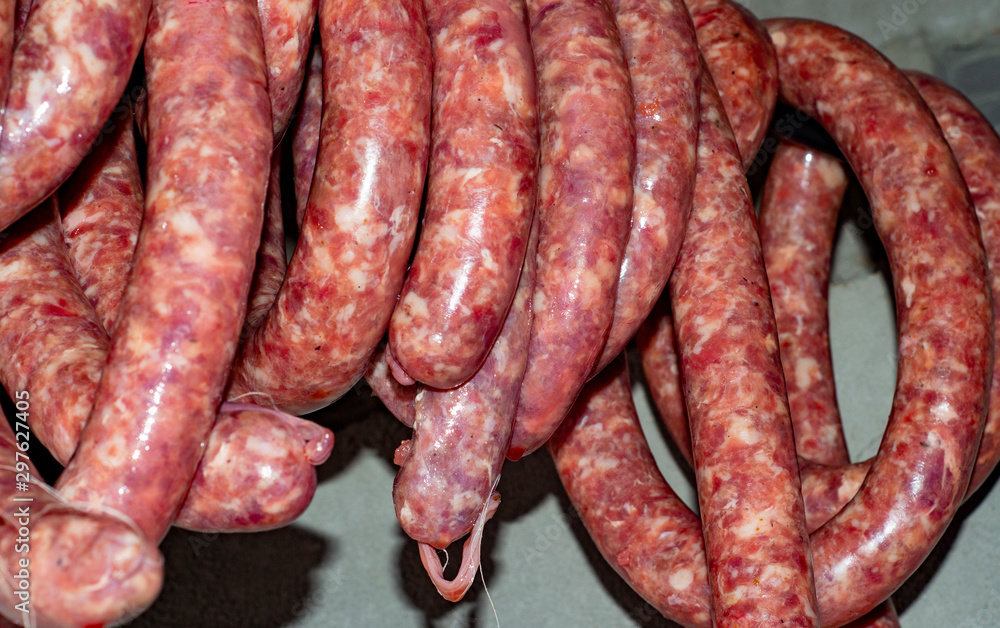 cooking homemade white sausage from pork and veal and poultry cooking homemade white sausage from pork and veal and poultry