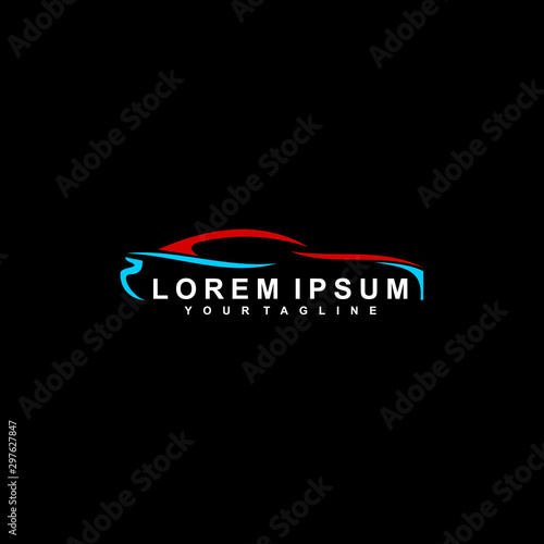 Car logo in simple line graphic design template vector