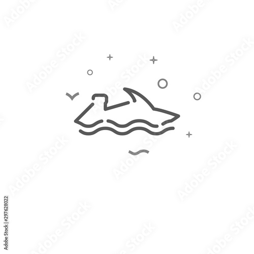 Water bike simple vector line icon. Symbol, pictogram, sign. Light background. Editable stroke