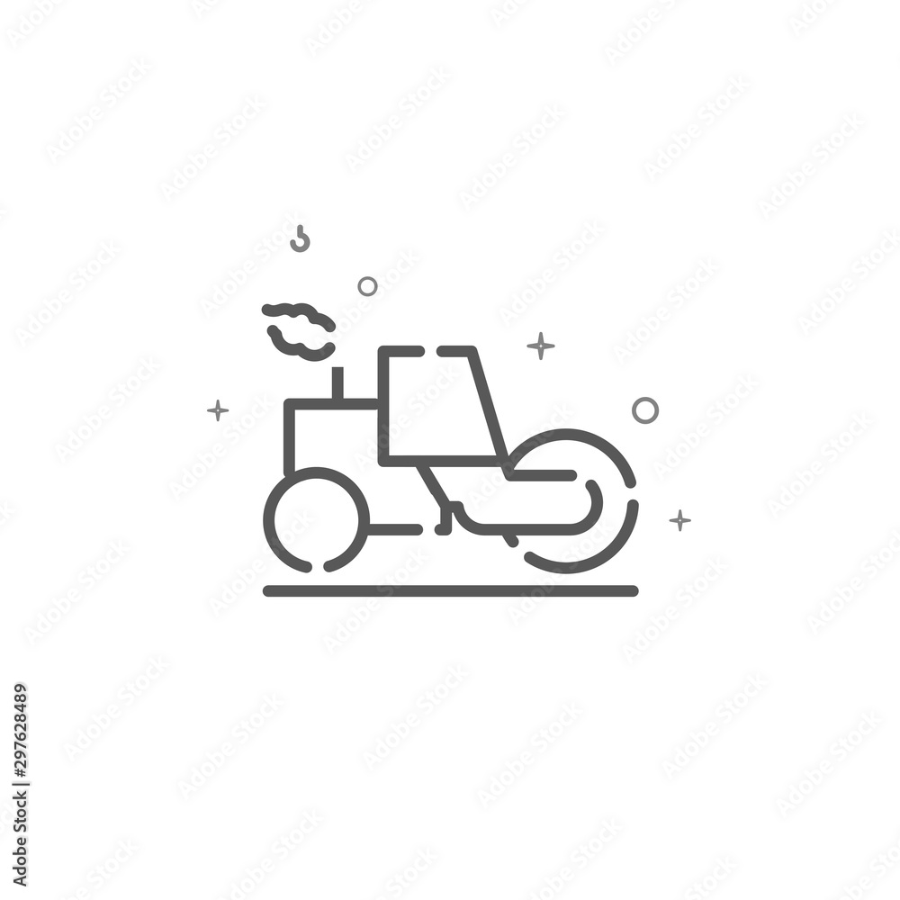 Asphalt compactor roller simple vector line icon. Symbol, pictogram, sign. Light background. Editable stroke Asphalt compactor roller simple vector line icon. Symbol, pictogram, sign. Light background. Editable stroke
