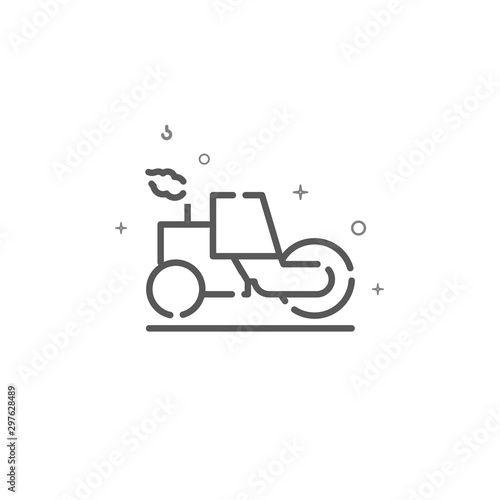 Asphalt compactor roller simple vector line icon. Symbol, pictogram, sign. Light background. Editable stroke