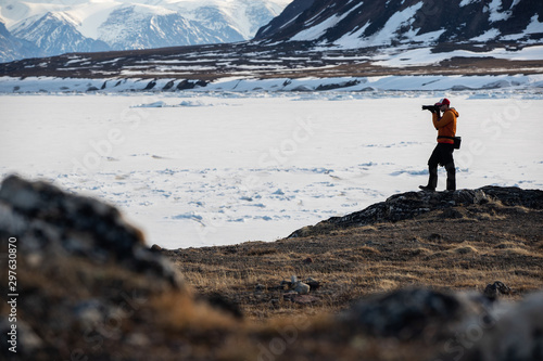 Bilde på lerret Wildlife photographers on Bylot Island near Pond Inlet, Nunavut, Canada