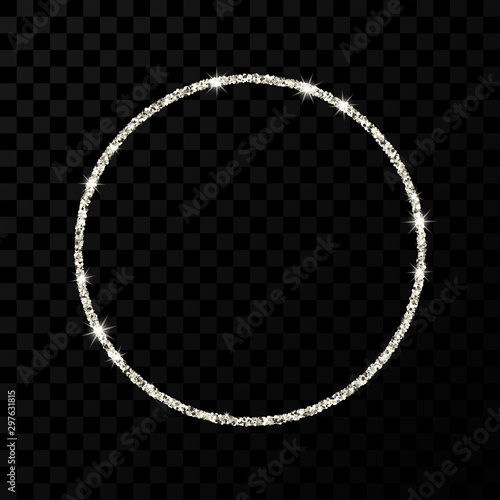 Silver glitter frame with shiny sparkles