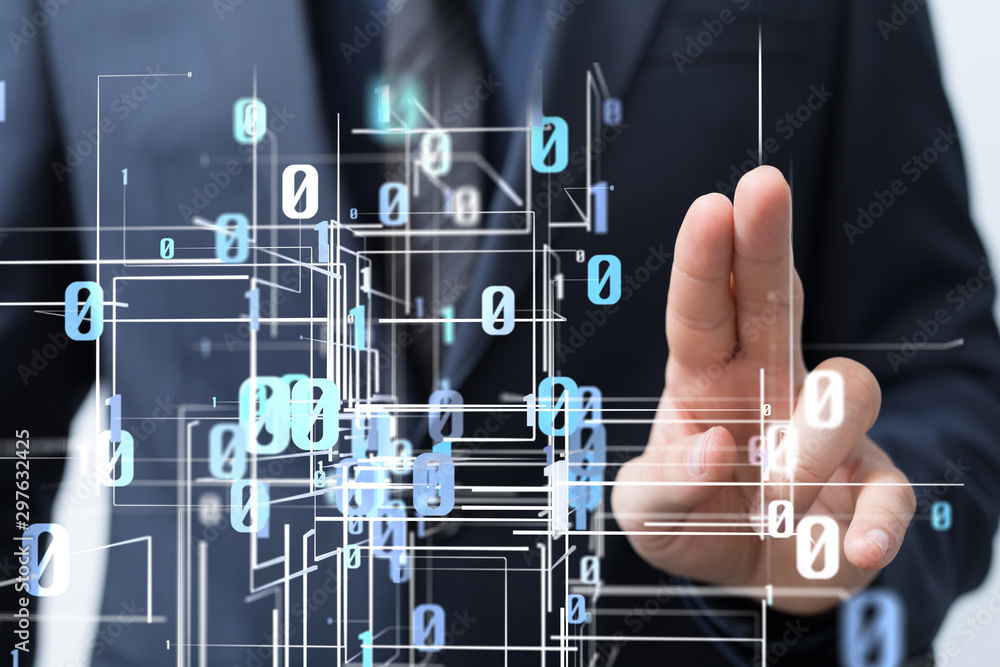 Abstract technology geometric and data Abstract technology geometric and data