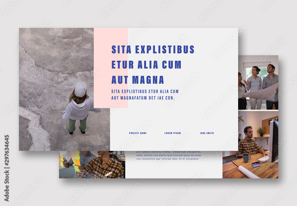 Pitch Deck Layout Set with Pink Accents Stock Template | Adobe Stock