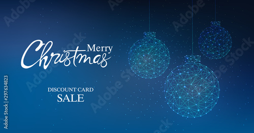 Merry christmas discount card sale banner with innovative style bauble. Conne...