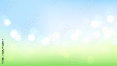 Green vector landscape with bokeh. Sky and grass © magicmary