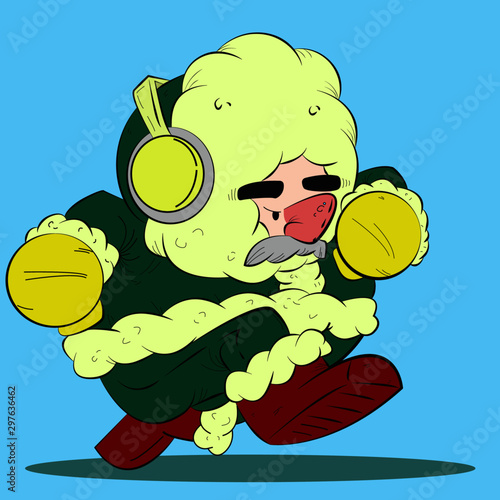 Fat eskimo runnning on heavy clothes