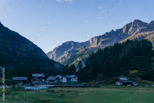 Dawn on the Italian Alps, during an autumn day near the town of Riale, Italy- October 2019.