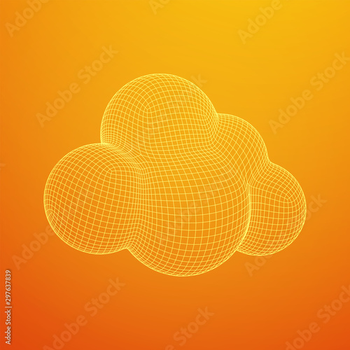 Concept of cloud computing service technology. Wireframe low poly mesh vector illustration