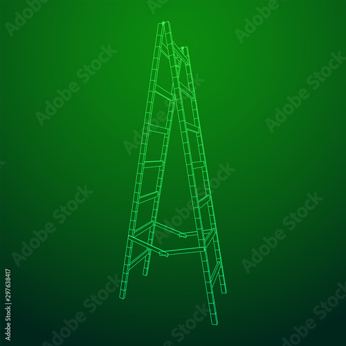 Step ladder. Wireframe low poly mesh vector illustration
