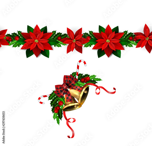 Vector christmas bells with christmas tree decorations