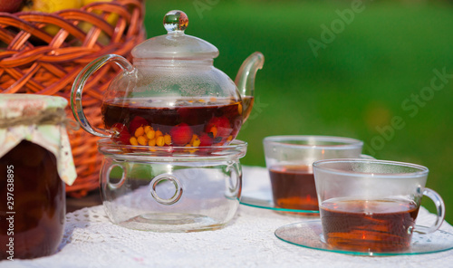 Drink. Tea with berries, autumn