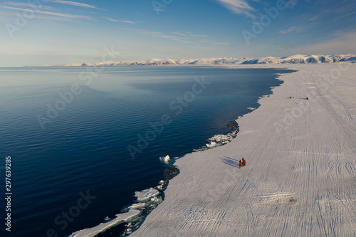 Obraz na płótnie Tourists visit the floe edge near Sirmilik National Park in Nunavut, Canada w salonie