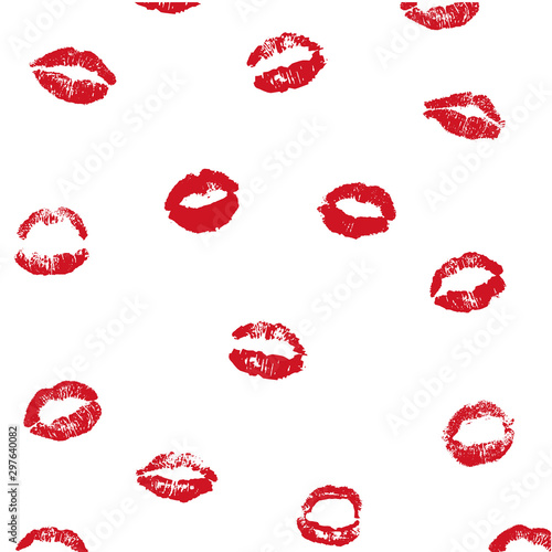 Red Female Lips White Background