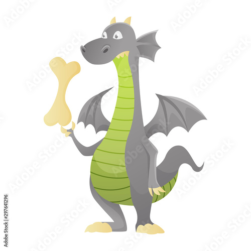 Dragon cartoon vector cute dragonfly dino character baby dinosaur for kids fairytale dino illustration isolated on white background.
