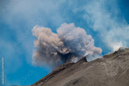 Volcanic ash emission.Eruption of Mount Etna 