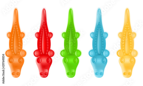 set colorful gummy crocodiles candies