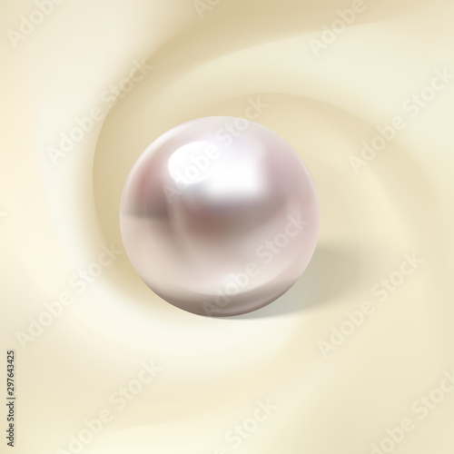 Light silk, rolled around a realistic pearl. Vector